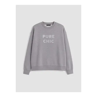 Gri Simli Nakışlı Kadın Sweatshirt