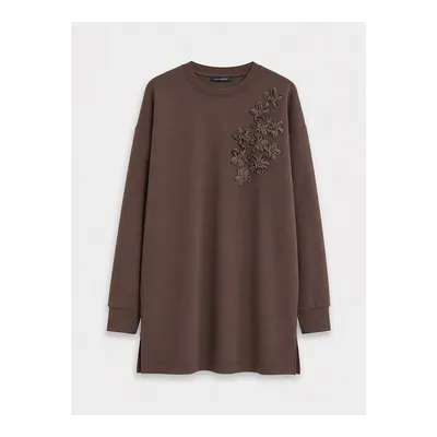 Kahverengi Soft Touch Kadın Sweatshirt Tunik