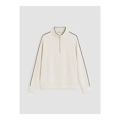 Ekru Şeritli Soft Touch Kadın Sweatshirt