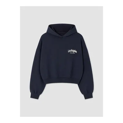 Lacivert Oversize Kadın Kalın Hoodie