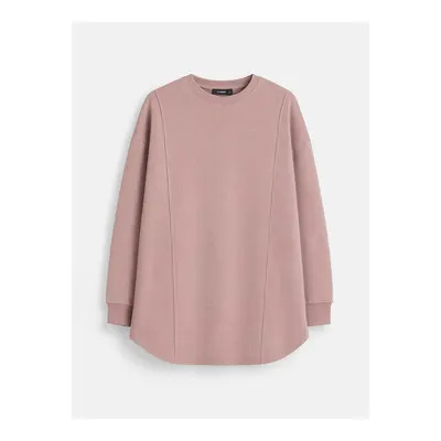 Pembe Bisiklet Yaka Kadın Sweatshirt Tunik