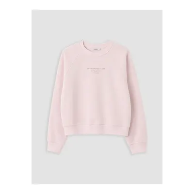 Pembe Baskılı Oversize Kadın Sweatshirt