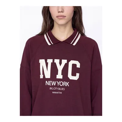 Mürdüm Polo Yaka Oversize Kadın Sweatshirt Tunik