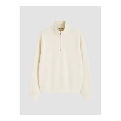 Gri Dik Yaka Kadın Sweatshirt