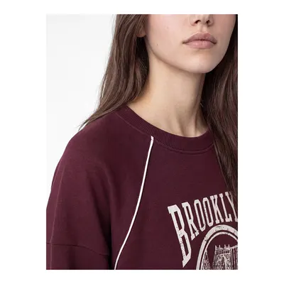 Mürdüm Baskılı Oversize Kadın Sweatshirt Tunik