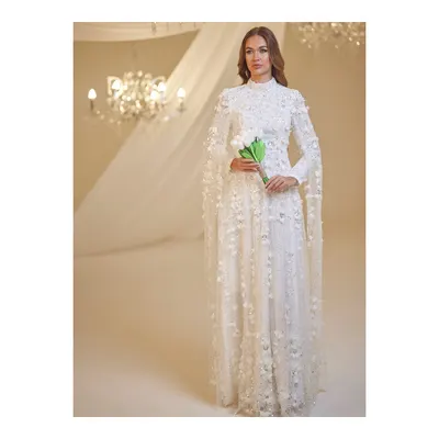 Burak Baran Fashion Afife Nikah Abiye Elbise Beyaz