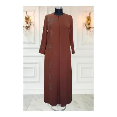 Amine Hüma Abiye Elbise 145 cm Kahverengi