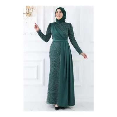 Amine Hüma Zümrüt Yeşil Abiye 150 cm