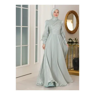 Azra Design İpek Abiye Elbise - Su Yeşili