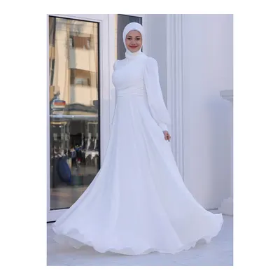 Azra Design İpek Nikah Abiye Elbise Ekru