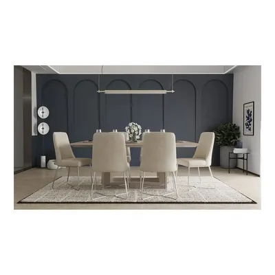 Bendis Silver Masa + 6 Adet Sandalye Takımı