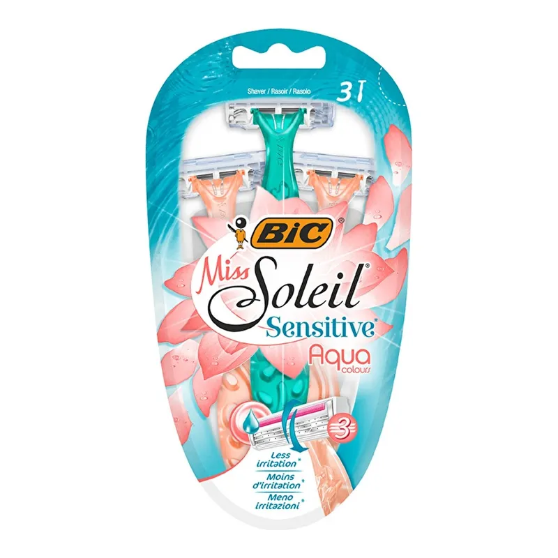 Bic Miss Soleil Sensitive Aqua 3 Bıçaklı Tıraş Bıçağı 3'lü Paket, görsel 1