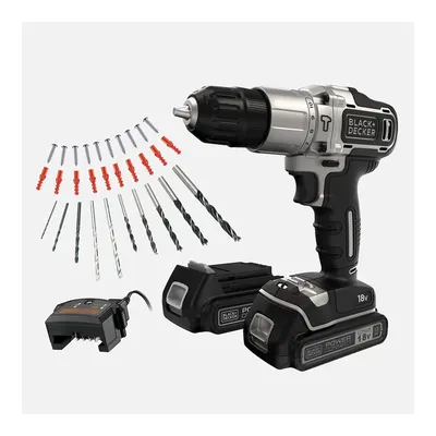 Black&Decker BDCHD18SC2K-QW Silver Li-ion 18V 1.5 Ah Çift Akülü Darbeli Matkap Vidalama