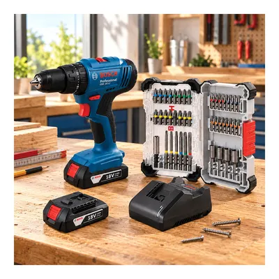 Bosch GSB183-LI 2.0 Ah 43 Parça Uç Setli Profesyonel Çift Akülü Vidalama