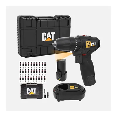CAT DX1160 12Volt/2.0Ah Li-ion Çift Akülü Kömürsüz Profesyonel Şarjlı Darbeli Matkap