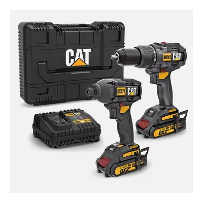 CAT DX12K 18 V 2 Ah Çift Akülü Li-ion Darbeli Profesyonel Akülü Matkap ve Vidalama + DX71 Kömürsüz Darbeli Tornavida Kombo Set