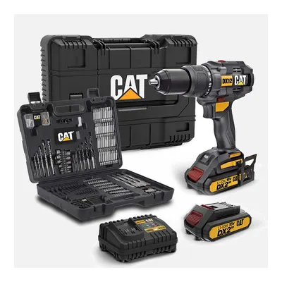 Cat DX12SET 18Volt/2.0Ah Li-ion Çift Akülü Kömürsüz Profesyonel Şarjlı Darbeli Matkap (+ 201 Parça Delme/Vidalama Uç Seti)