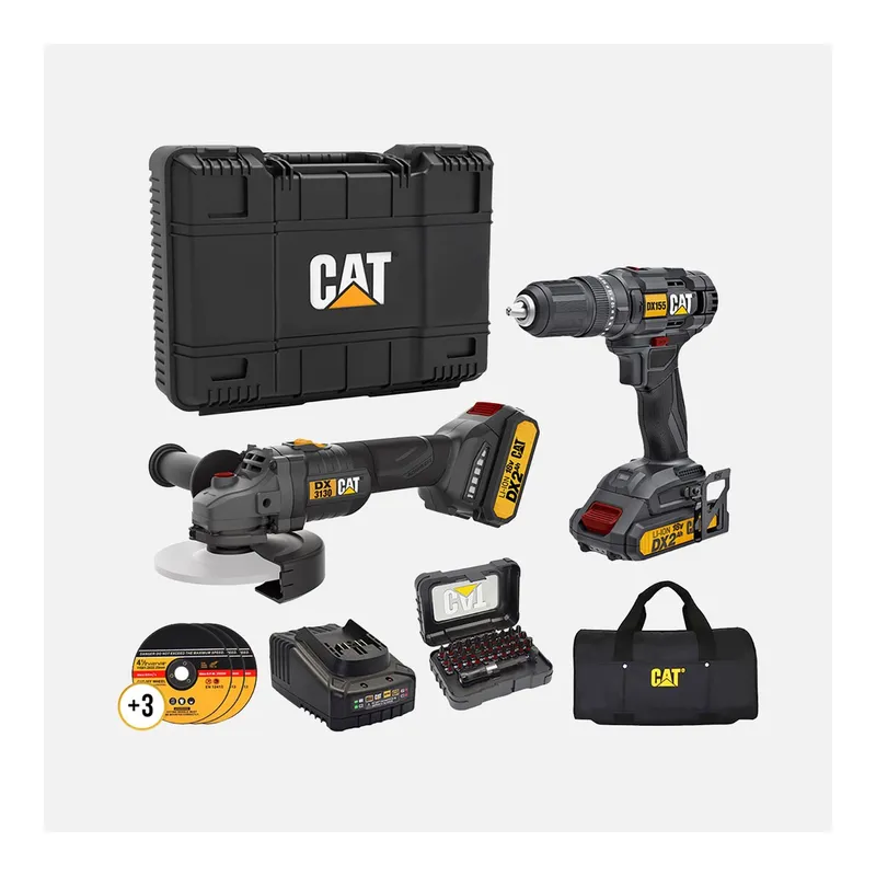 CAT DX155.1 18V Akülü Matkap ve DX3130B 18V Kömürsüz Avuç Taşlama Seti, görsel 1