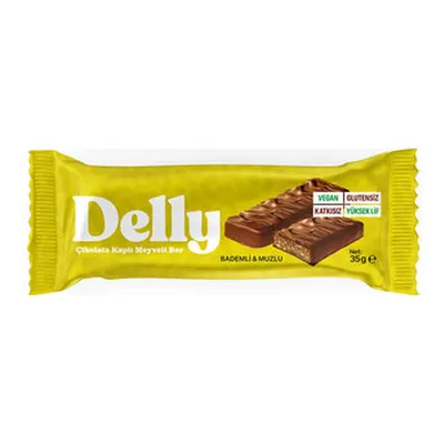 Delly Çikolata Kaplı Bademli & Muzlu Meyveli Bar 35 G