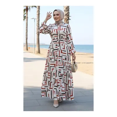 Neva Style Desenli Viskon Elbise