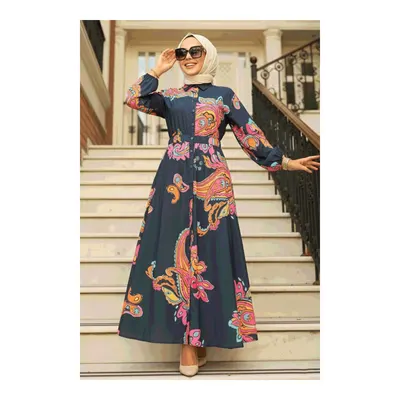 Neva Style Desenli Tesettür Elbise