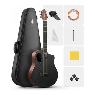 Donner RISING-G1 Carbon Fiber Mat Kahverengi Akustik Gitar Seti