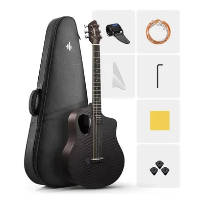 Donner RISING-G1 Carbon Fiber Parlak Siyah Akustik Gitar Seti