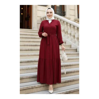 Neva Style Düğmeli Viskon Elbise