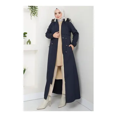 İçi Kürklü Tam Boy Bondit Mont Lacivert HM2331