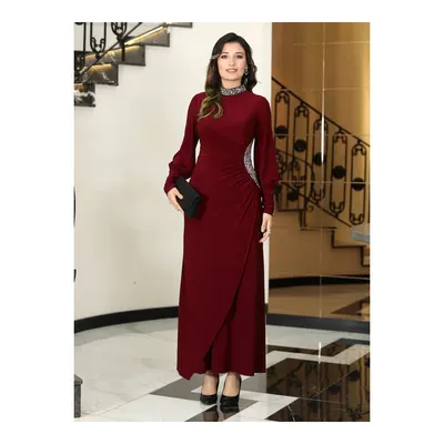 Elben Moda Bayan Abiye Elbise Bordo