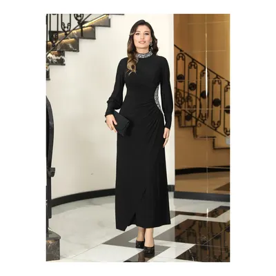 Elben Moda Abiye Elbise - Uzun Kollu Siyah