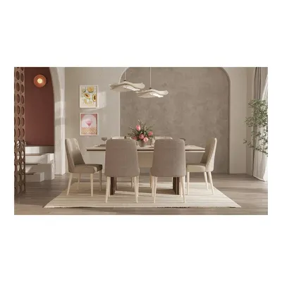 Linen Masa + 6 Adet Sandalye Takımı