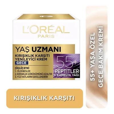 Loreal Paris Yaş Uzmanı 50+ Kırışıklık Karşıtı Yenileyici Gece Kremi 50 ml