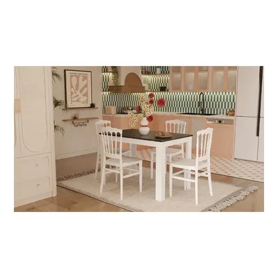 Mirage Masa + Napolyon 4 Adet Sandalye Takımı - Beyaz