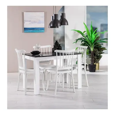 Mirage Masa + Violet 4 Adet Sandalye Takımı - Beyaz