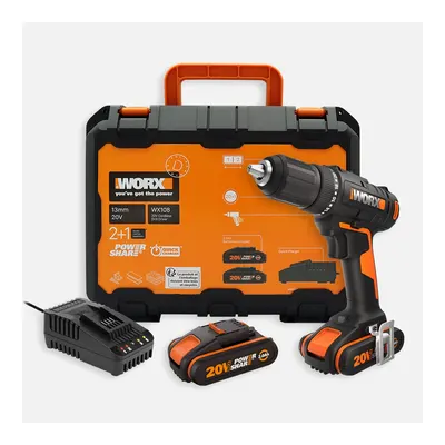 Worx WX108 20 V 2 Ah Çift Akülü Li-ion Darbesiz Akülü Matkap