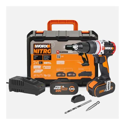 WORX WX354.4 20Volt/4.0Ah Li-ion Çift Akülü Kömürsüz Profesyonel Şarjlı Darbeli Matkap