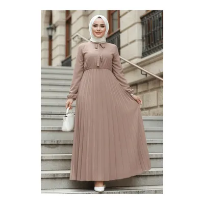 Neva Style Yakası Bağlamalı Pileli Tesettür Elbise