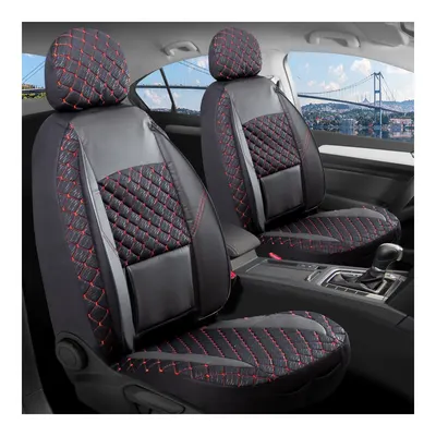 Kia Sportage Deri Detaylı Oto Koltuk Kılıfı Ön Arka Set Alpine Siyah Kırmızı